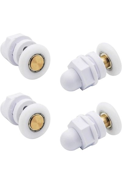 BOEM Set of 4 shower door wheels, Brass, White/Gold
