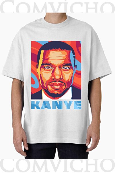 COMVİCHO تي شيرت مطبوع بتصميم Kanye v1 للجنسين