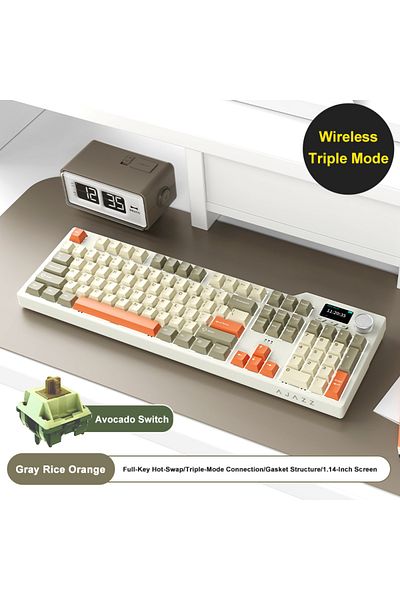Ajazz Grey White Orange NEW Ajazz AK35I V3 MAX Tri-mode Wired Bluetooth Wireless Gaming Keyboard Gasket Fu