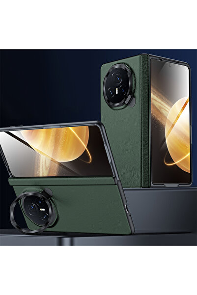 Choice جراب حماية جلدي لهاتف Honor Magic V3 باللون الأخضر، وحامل للكاميرا، وو...