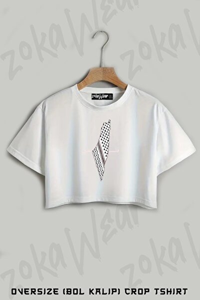 ZOKAWEAR Tricou oversize cu imprimeu Shemagh Keffiea Palestine