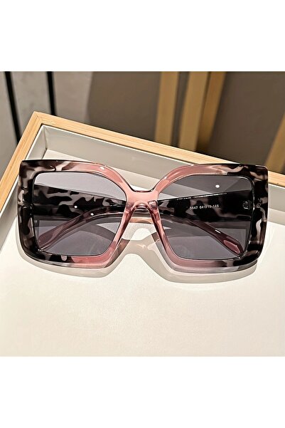 Choice19 Gray Pink Oversized Square Fashion Fashion Glasses with Gradient Lenses - Chic Tortoiseshell & Leopa