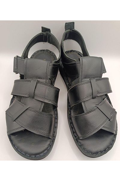 Bukond Men's Genuine Leather Sandals Soft Puff Summer Orthopedic Sandals