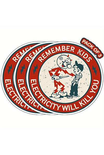 Choice 7.62x7.62 سم CH-EWKY-3PCS-G 3 قطع ملصقات أمان للكهرباء ستقتلك لخوذة الكهربائيين Mo