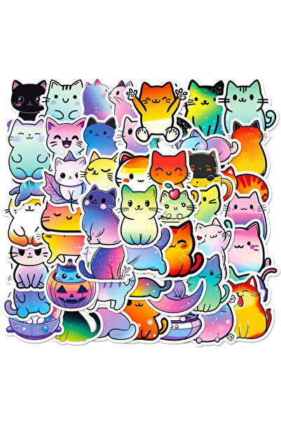 Choice ملصقات قطط ملونة لطيفة، 50 قطعة، ملصقات يدوية، قصاصات، أمتعة، لوح تزلج...