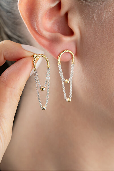 Silvano Jewelry 925 Ayar Gümüş Sallantılı Zincir Küpe