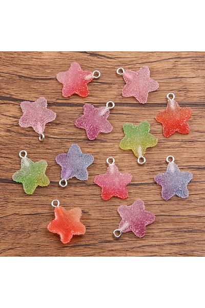 Choice Mix Star 20Pcs Mix Size Colorful Bear Hearts Charms Resin Cabochons Glitter Gummy Candy Necklace Key