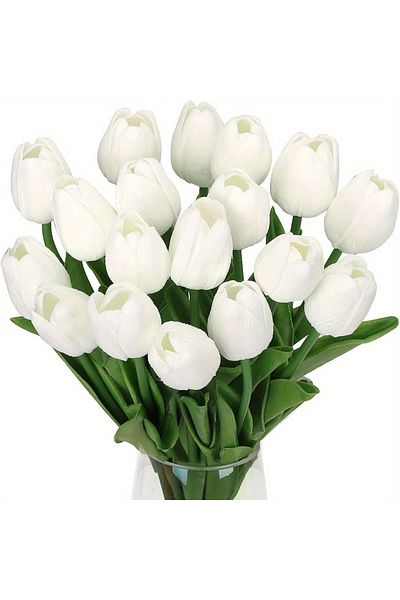 Choice 13 WHITE 5/7/9/11/13 Bundles Vibrant Real Touch Artificial Tulips -Faux Flowers - &Home Accent - Wed
