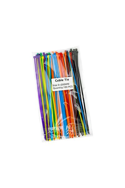 Choice Random color 3×200mm Size 100Pcs/Bag Multicolor Slef-Locking Nylon Cable Tie Quickly Bundle Plastice