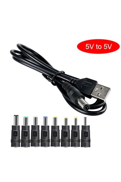 Choice 5V to 5V RGEEK 5.5*2.1mm 5V 9V 12V USB Cable Boost Converter Step-up Cord 8PCS Connectors Cable for
