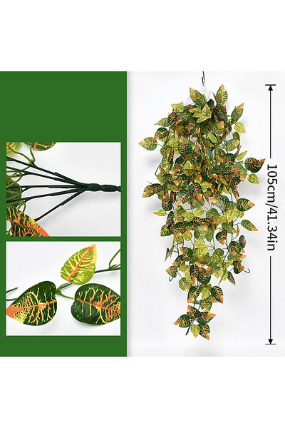 Choice 1pc 105cm G 105cm Artificial Plants Vines Fake Green Leaf Ivy Plastic Wall Hanging Faux Scindapsus C