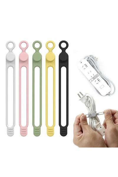 Choice Multicolor A 5pcs Silicone Cable Tie, Cable Organizer, Cable Straps, Reusable Cord Tie, Travel Cable
