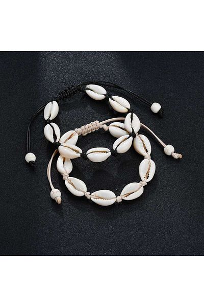 Choice Black White Summer Beach Shell Anklet For Women Bohemian Braided Rope Adjustable Chain Bangle Girls