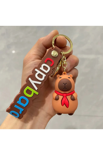 Choice red scarf 1Pc MINISO Capybara Keychain PVC Soft Key Accessories Cute P...
