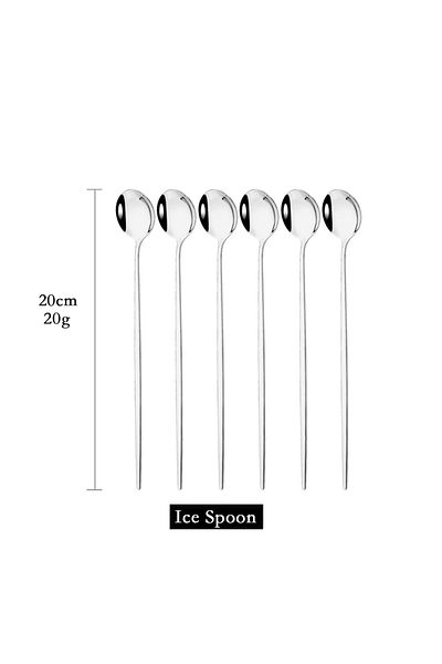 Choice 6Pcs Silver 6Pcs Coffee Stirring Spoon Cutlery Set Juice Gold Tea Spoons Dinnerware Ice Cream Long H