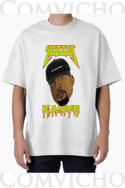 COMVİCHO تي شيرت مطبوع بتصميم Kanye v2 للجنسين