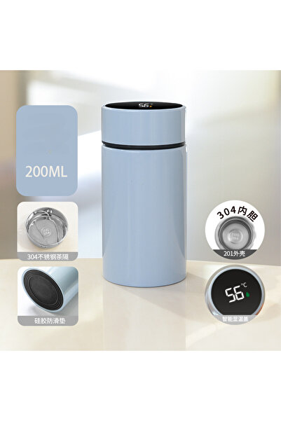 Choice كوب ترمس ذكي صغير الحجم أزرق فاتح 200 مل مع شاشة عرض درجة الحرارة وزجا...