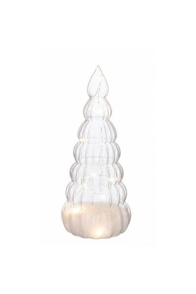 Bizzotto Transparent Glass Christmas Tree with LED Lights Sliver 11x26 cm