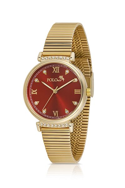 Polo Air Classic Women's Wristwatch Gold Red Color Pl-1554B8X
