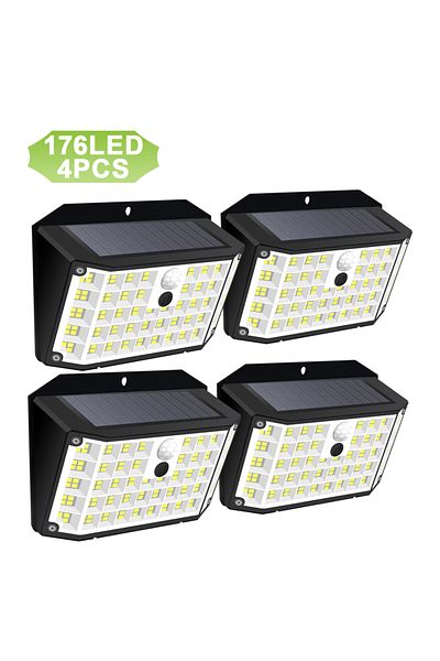 Choice 4PC Solar Outdoor Lights 176 LED Solar Powered Motion Sensor Flood Lights IP65 Waterproof 3 Modes Wa