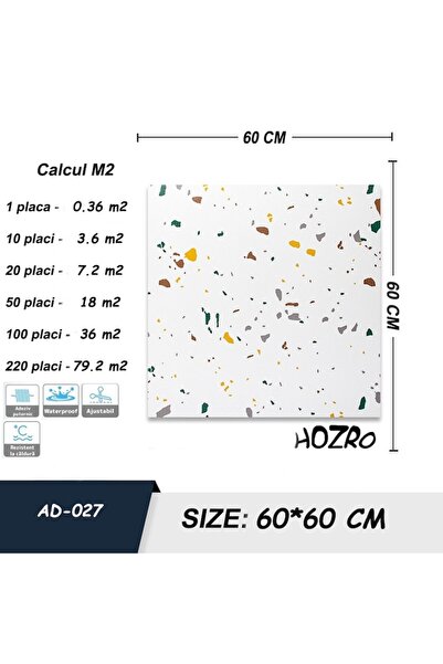 HOZRO Set of 10 x HOZRO self-adhesive marble imitation tiles, premium model, for walls