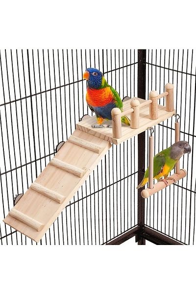 Choice Bird Perches Platform Swing Climbing Ladder Parrot Cage Accessories Wooden Playing Gyms Exercise ...