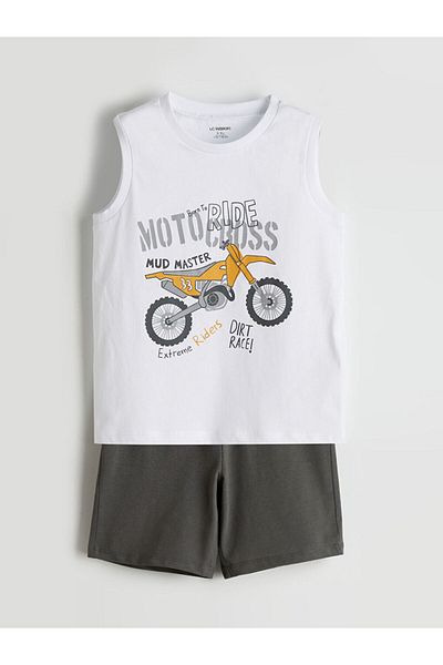 LC Waikiki New Season Printed Boys' Singlet and Shorts 2-Piece Set - S5Mu06Z1