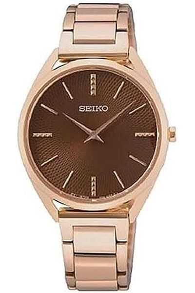 Seiko ساعة SWR062P1 تناظرية، ذهب وردي، سوار