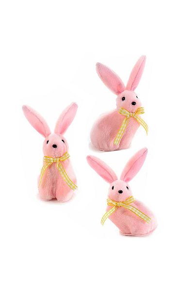 Decorer Set of 3 Easter Bunnies made of pink fabric 5x5x12 cm