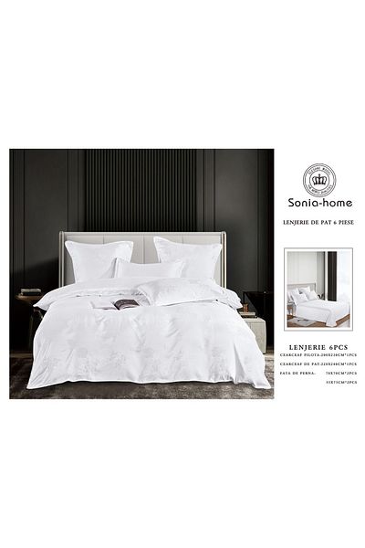 Sonia-home 6-piece satin cotton underwear – Sonia Home Immaculate White Damask