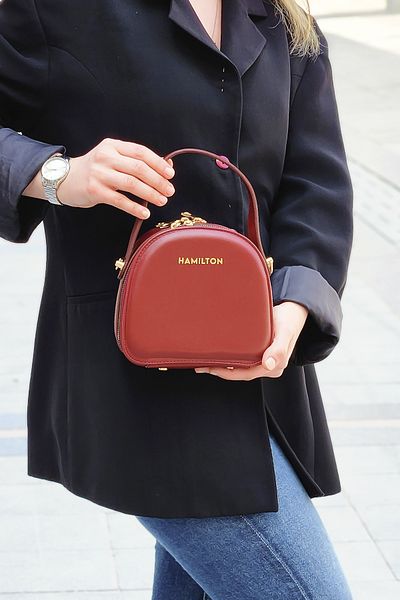 HAMILTON Original Design Burgundy Women's Shoulder Bag Handbag 3 Compartment Crossbody Bag
