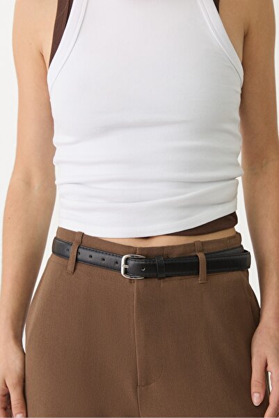 Stradivarius Flowing straight-leg smart trousers with belt