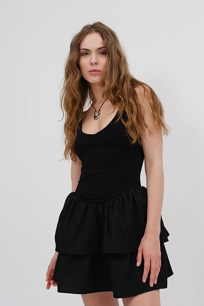 Addax Ruffle Mini Dress with Adjustable Straps E17335