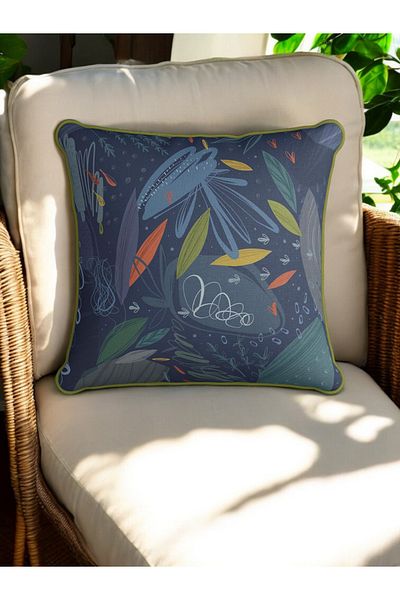 ASDİVA Husă de pernă din catifea cu model de frunze abstracte colorate 43x43 cm - husă de pernă decorativă