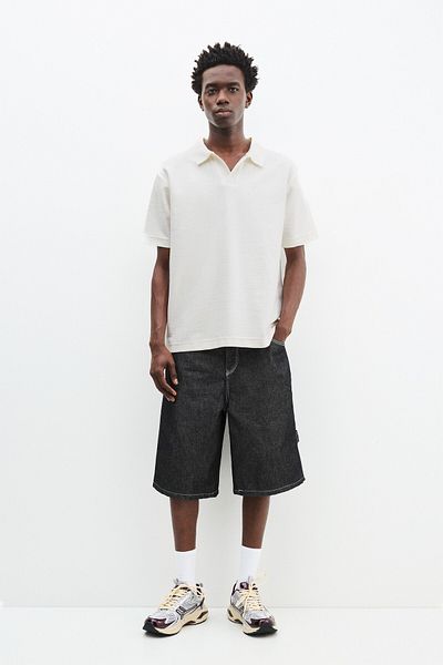 Pull & Bear Textured short sleeve polo shirt
