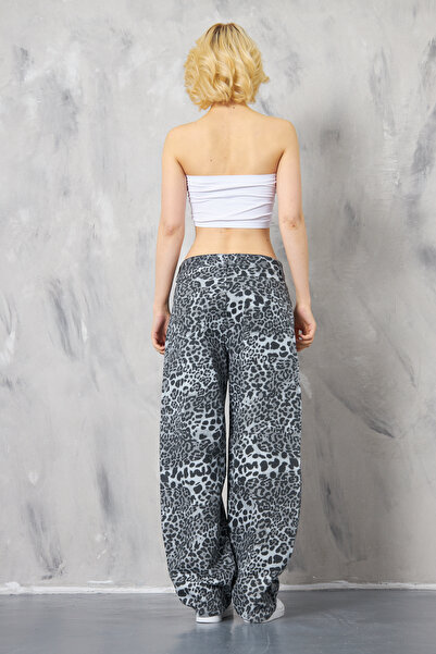 elite queen Women's Leopard Baggy Pants Low Waist