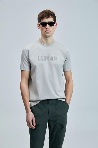 Lufian Ανδρικό μπλουζάκι Think Slim Fit Stone Color (111020240)