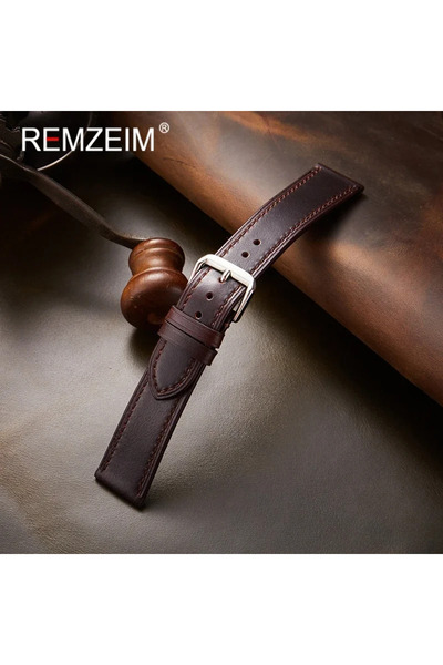 Choice 22mm Red Brown Retro Genuine Leather Strap 18mm 20mm 22mm Oil Wax Discoloration Leather Watchband Hi