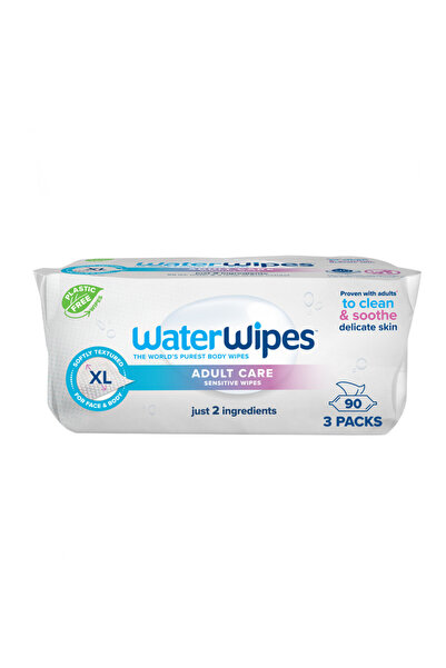 WaterWipes مناديل العناية بالجسم الحساسة والنظافة الشخصية للبالغين، 90 منديلً...