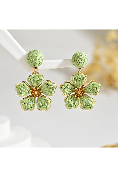 Choice Green Bohemia Summer Elegant Raffia Flower for Women Girls Multi-color Handmade Sweet Rattan Knit Da