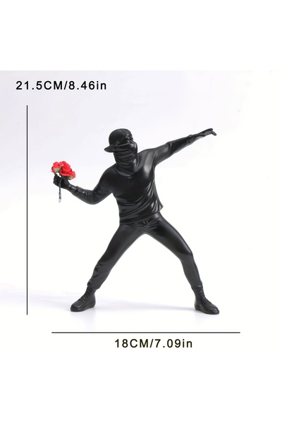 Choice1 blackbkx 1 pc Resin Banksy Sculptures Flower Thrower Statue Bomber Ho...