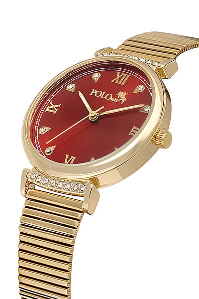 Polo Air Classic Women's Wristwatch Gold Red Color Pl-1554B8X