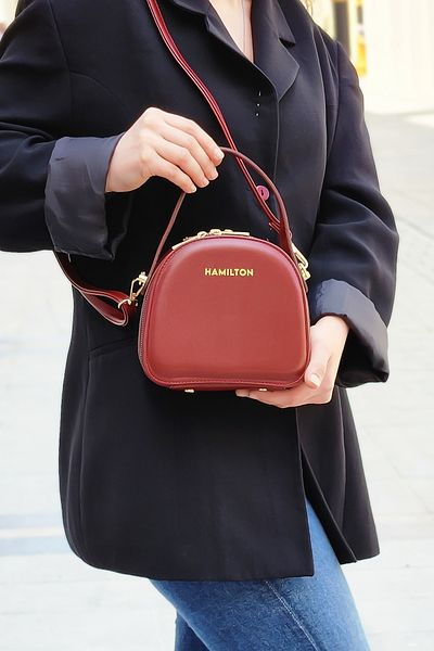 HAMILTON Original Design Burgundy Women's Shoulder Bag Handbag 3 Compartment Crossbody Bag