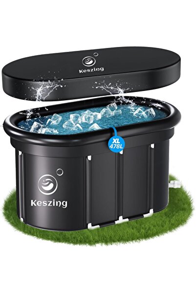 Keszing XL Oval Buz Banyosu Küveti, 118 Gal Kapasiteli Katlanabilir Soğuk Dal...