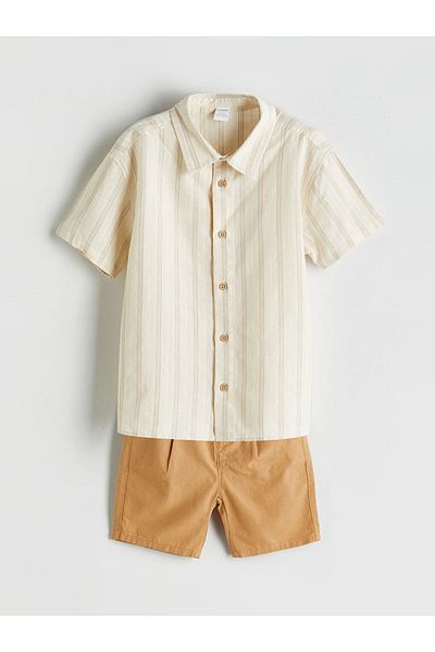LC Waikiki New Season Striped Boys' Shirt and Shorts 2-Piece Set - S5Eg96Z1