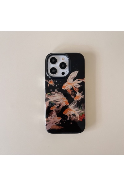 Choice غطاء حماية من البولي يوريثان الحراري لهاتف آيفون 14 برو، أسود، سمكة ذه...