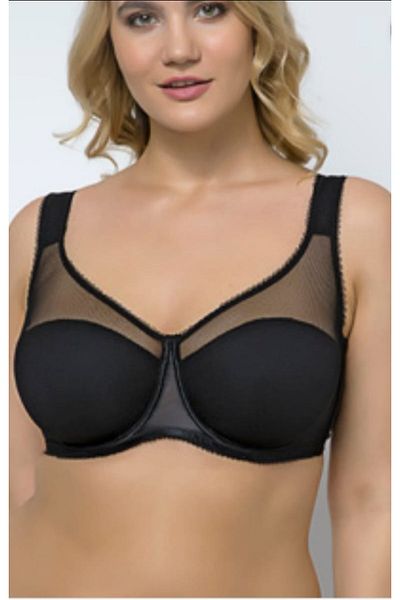 MOONLİGHT Black Minimizer Bra with Lace Detail and Underwire