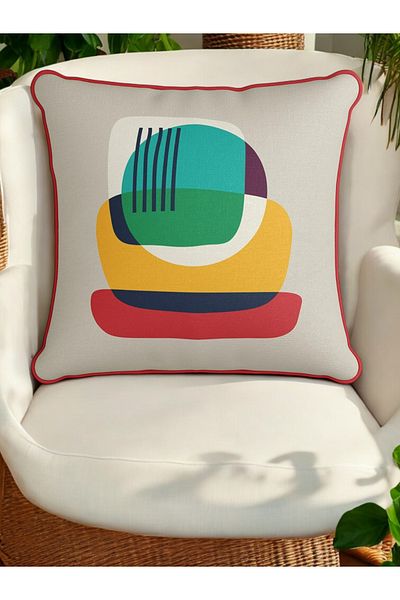 ASDİVA Geometric Pattern Piping Velvet Textured Decorative Throw Pillow Case 43X43