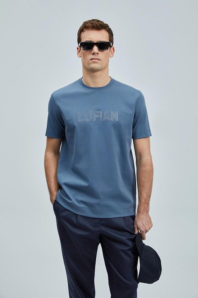 Lufian Ανδρικό μπλουζάκι Think Slim Fit σκούρο μπλε (111020240)