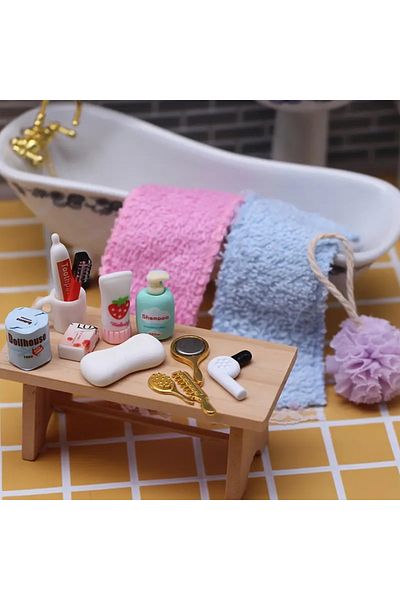 LavinTheMavi Miniature Toy Mini Bathroom Set - 15 Pieces